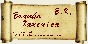 Branko Kamenica vizit kartica